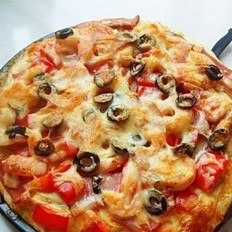 彩椒橄榄海鲜披萨