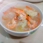 虾仁绿豆芽面疙瘩汤