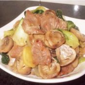 蚝油蘑菇菜心炒肉片