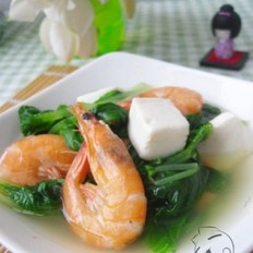 青菜豆腐虾汤
