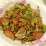 蘑菇菠菜粉条炒火腿