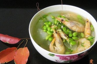 海虾毛豆冬瓜汤的做法