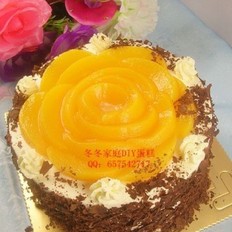 黄桃玫瑰蛋糕