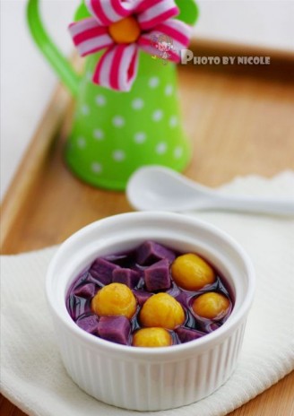 麦香紫薯金瓜圆的做法
