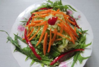 圆白菜荠菜拌辣椒胡萝卜丝的做法