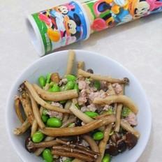 毛豆炒茶树菇